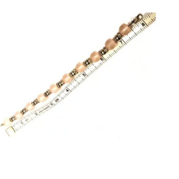 Frosted Pink And Silver Beaded Bracelet - Picture 2 of 5